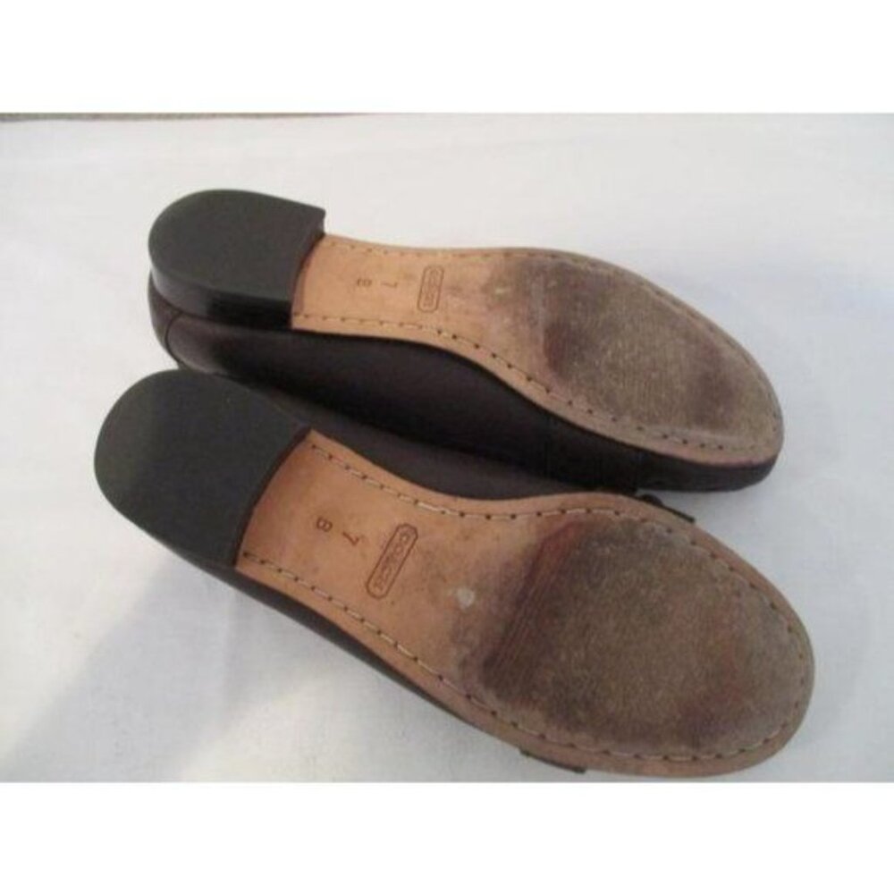 *Coach Brown Chocolate Gold Button Logo Accent Loafer Flats - Picture 7 of 7